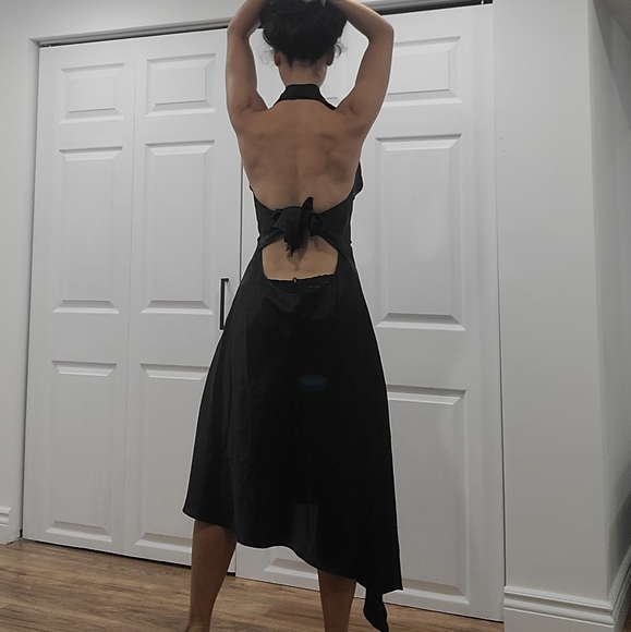Satin black halter dress - Picture 2 of 7